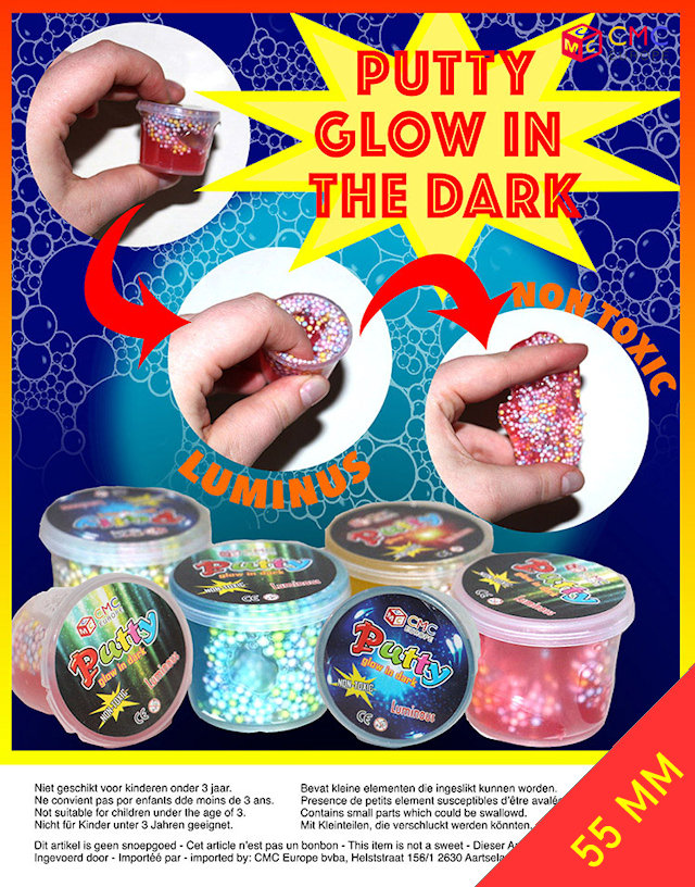 PUTTY GLOW IN THE DARK 55 MM CAPSULE Kinderverrassingen