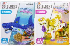 3D puzzel blocks eenhoorn/haai